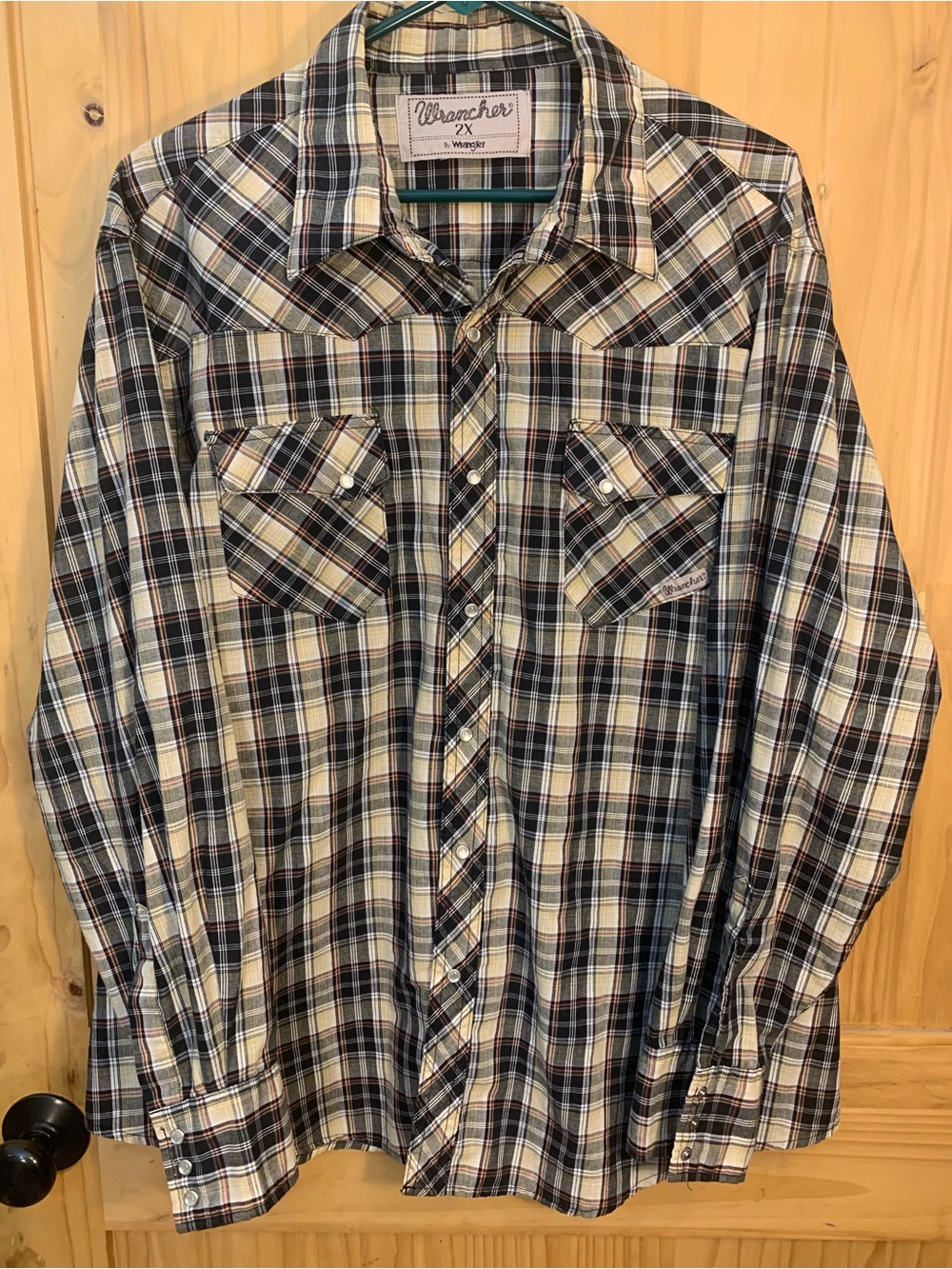 Wrangler Western Shirt Mens 2X Plaid Pearl Snap Long Sleeve Cowboy Rodeo